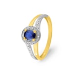 Bague or jaune 750/18 ct avec saphir 0.48ct. et diamants 0.02ct.
