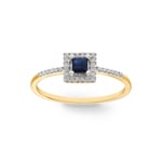 Damenring 750/18 K Gelbgold mit Saphir und Diamanten 0.09 ct H/si - RI-46607-SAF-GG