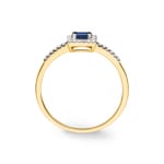Damenring 750/18 K Gelbgold mit Saphir und Diamanten 0.09 ct H/si - RI-46607-SAF-GG