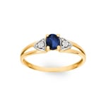 Bague or jaune 750/18 ct avec saphir ovale & diamants 0.01ct. - MZB22BSB4
