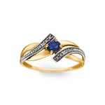Ring 750/18 K Yellow Gold with oval Sapphire and Diamonds 0.01ct. - MI045BSB5