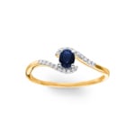Bague or jaune 750/18 ct avec saphir ovale et diamants 0.07 ct H/si - RI-52381-SAF-GG