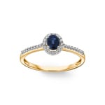 Damenring 750/18 K Gelbgold mit Saphir oval und Diamanten 0.12 ct H/si - RI-52431-SAF-GG