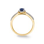 Ring 750/18 K Yellow Gold with oval Sapphire and Diamonds 0.19 ct H/si - RI-52631-SAF-GG