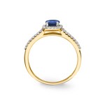 Ring 750/18 K Yellow Gold with oval Sapphire and Diamonds 0.20 ct H/si - RI-52501-SAF-GG
