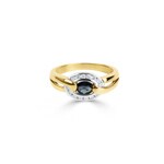 Ring 750/18 K Yellow Gold with Sapphire and Diamonds 0.18 ct H/si, Ø 54 - PR3171/2-1