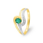Bague or jaune 750/18 ct avec émeraude 0.33ct. et diamants 0.01ct.