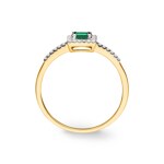 Damenring 750/18 K Gelbgold mit Smaragd und Diamanten 0.09 ct H/si - RI-46607-SMA-GG