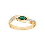 Damenring 750/18 K Gelbgold mit Smaragd & Diamanten 0.05 ct H/si Ø 54 - PR5750/01-1