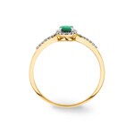 Damenring 750/18 K Gelbgold mit Smaragd oval & Diamanten 0.08 ct H/si - RI-46628-SMA-GG