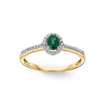 Damenring 750/18 K Gelbgold mit Smaragd oval und Diamanten 0.12 ct H/si - RI-52431-SMA-GG