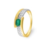 Ring 750/18 K Yellow Gold with oval Emerald and Cubic Zirconia - 08PF93BEZ