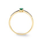 Ring 750/18 K Yellow Gold with round Emerald & Diamonds 0.07 ct H/si - RI-46616-SMA-GG
