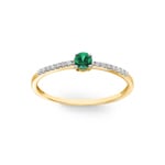 Ring 750/18 K Yellow Gold with round Emerald & Diamonds 0.07 ct H/si - RI-46616-SMA-GG