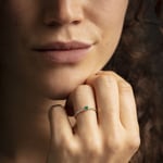 Ring 750/18 K Yellow Gold with round Emerald & Diamonds 0.07 ct H/si - RI-46616-SMA-GG