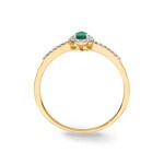 Bague or jaune 750/18 ct avec émeraude poire et diamants 0.08 ct H/si - RI-46610-SMA-GG