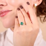 Ring 750/18 K Yellow Gold with Emerald and Cubic Zirconia - 08PE46BEZ