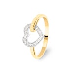 Damenring 750/18 K Gelbgold mit Zirkonia, Herz
