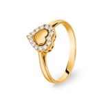Damenring 750/18 K Gelbgold mit Zirkonia, Herz Ø 54