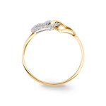 Ring 750/18 K Yellow Gold Hearts with Cubic Zirconia - ID013BZ