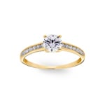 Damenring 750/18 K Gelbgold mit Zirkonia Solitär und Seitensteine - 08SJ83JZ