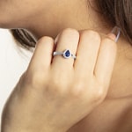 Bague or gris 750/18 ct avec diamants 0.11 ct H/si et saphir 0.46 ct - RI-095373-SAF-WG