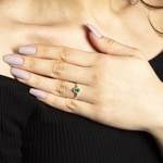 Ring 750/18 K White Gold, Diamonds 0.11 ct H/si & Emerald 0.34 ct - RI-095373-SMA-WG