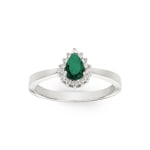 Ring 750/18 K White Gold, Diamonds 0.11 ct H/si & Emerald 0.34 ct - RI-095373-SMA-WG
