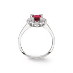 Damenring 750/18 K Weissgold, Diamanten 0.22 ct H/si & Rubin 1.23 ct - RI-097267-RUB-WG
