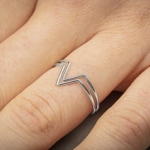 Bague or gris 750/18 ct, double V - 11391GR