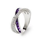 Bague or gris 750/18 ct avec améthyste et diamants 0.10 ct H/si Ø 56 - PR6344/01