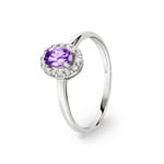 Damenring 750/18 K Weissgold mit Amethyst und Zirkonia