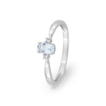 Bague or gris 750/18 ct avec aigue-marine ovale & diamants 0.02 ct.