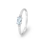 Damenring 750/18 K Weissgold mit Aquamarin oval & Diamanten 0.02 ct.