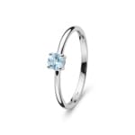 Ring 750/18 K White Gold with round Aquamarine