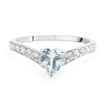 Ring 750/18 K White Gold with Blue Topaz & Cubic Zirconia - 1.7045.T1