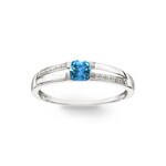 Bague or gris 750/18 ct avec topaze bleue ronde - 1.4104.T1
