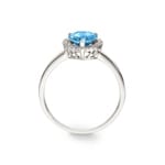 Damenring 750/18 K Weissgold mit Blautopas Tropfen und Diamanten 0.06 ct H/si - RI-47261-TOP-WG