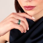 Bague or gris 750/18 ct avec diamants 0.08 ct H/Si et émeraudes - PR05573-4-WG