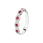 Bague pour femmes or gris 750/18 ct avec diamants 0.17 ct H/Si et rubis 0.25 ct