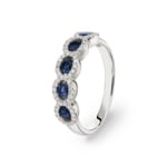 Damenring 750/18 K Weissgold mit Diamanten 0.27 ct H/Si und Saphiren