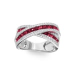 Bague or gris 750/18 ct avec diamants 0.56 ct H/Si et rubis - PR07631-3-WG