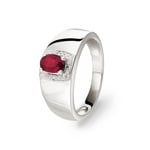 Damenring 750/18 K Weissgold mit Rubin 0.54ct. und Diamanten 0.02ct.