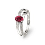 Damenring 750/18 K Weissgold mit Rubin 0.62ct. und Diamanten 0.02ct.