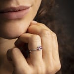 Ring 750/18 K White Gold with Ruby and Diamonds 0.09 ct H/si - RI-46607-RUB-WG