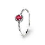 Ring 750/18 K White Gold with oval Ruby & Diamonds 0.08 ct H/si