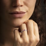 Damenring 750/18 K Weissgold mit Rubin rund & Diamanten 0.07 ct H/si - RI-46616-RUB-WG