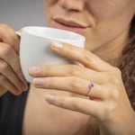 Damenring 750/18 K Weissgold mit Rubin rund und Diamanten 0.07 ct H/si - RI-46604-RUB-WG