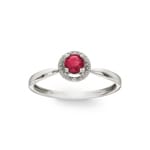 Ring 750/18 K White Gold with round Ruby & Cubic Zirconia - 1.7089.R1