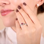 Ring 750/18 K White Gold with round Ruby & Cubic Zirconia - 1.7089.R1